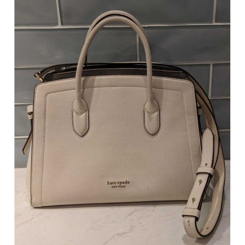 KATE SPADE Knott Large Satchel Off White Pebbled Leather - Picture 8 of 16